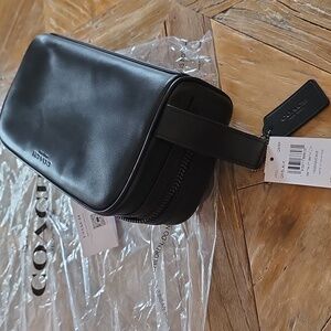 New COACH leather travel shaving kit
